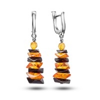 Серьги янтарные посеребрение (ручная работа)