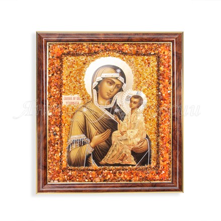 Икона &quot;БМ Тихвинская&quot; с Янтарем купить