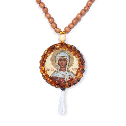 Автомобильные четки с иконами &quot;Наталия-Максим&quot; с Янтарем купить