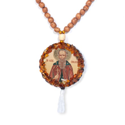 Автомобильные четки с иконами &quot;Наталия-Максим&quot; с Янтарем купить