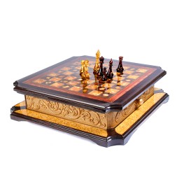 Настольная игра &quot;Шахматы Премиум&quot; из Янтаря и дерева, 52х52