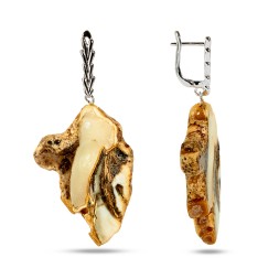 Серьги &quot;Спил&quot; из Янтаря и юв.сплава