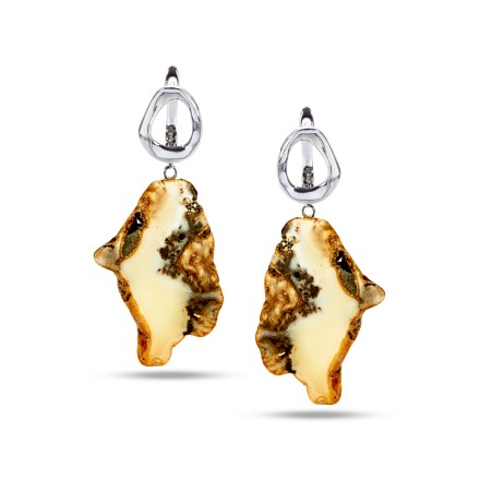 Серьги &quot;Спил&quot; из Янтаря и юв.сплава купить