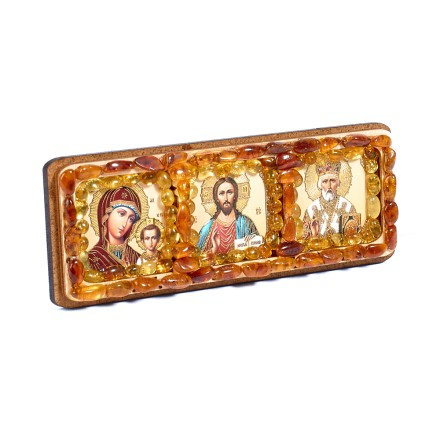 Автомобильная икона &quot;Триптих&quot; с Янтарем купить