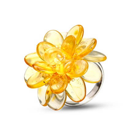 Кольцо &quot;Цветок&quot;  Янтарь купить