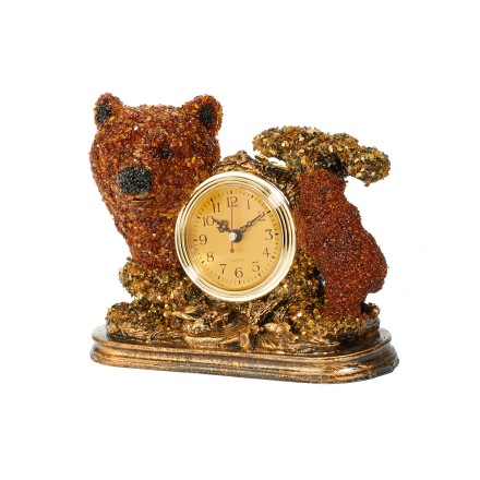 Часы настольные &quot;Медведи&quot; из Янтаря и полистоуна купить