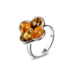 Кольцо с Янтарём Посеребрение