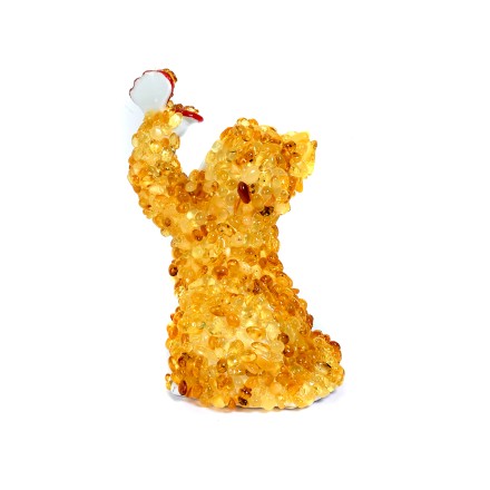 Кошка с бабочкой керамика/Янтарь купить