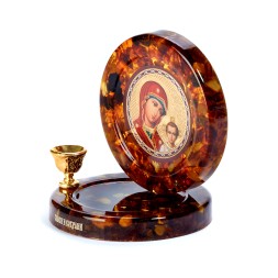 Подсвечник &quot;БМ Казанская&quot; из Янтаря и эпоксидной смолы