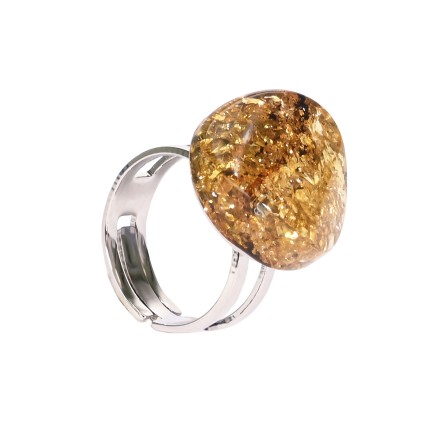 Кольцо &quot;Диск&quot; из Янтаря и юв.сплава купить