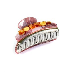 Заколка - краб большая в ассортименте с янтарем