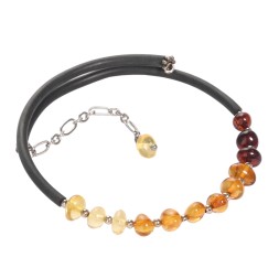 Комплект: браслеты м+ж на струне с янтарем