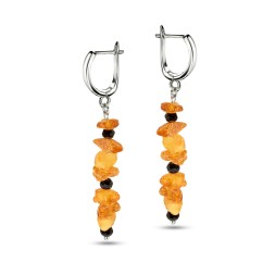 Серьги лечебные &quot;Галька&quot; из Янтаря и шпинели