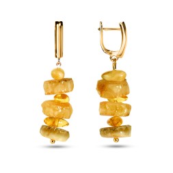 Серьги &quot;Пирамидка&quot; из Янтаря и юв. сплава