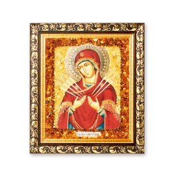 Икона &quot;БМ Семистрельная&quot; (греческий лик) с Янтарем