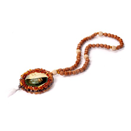 Автомобильные четки с иконами &quot;Силуан-Евгения&quot; с Янтарем купить