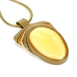 Колье &quot;Дуэт&quot; из Янтаря и нат кожи