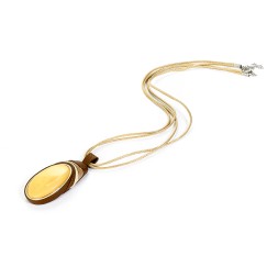 Колье &quot;Дуэт&quot; из Янтаря и нат кожи