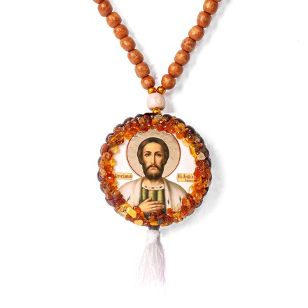 Автомобильные четки с иконами &quot;Александр-Никита&quot; с Янтарем купить